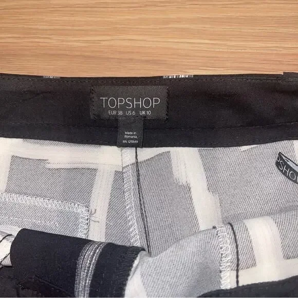 Topshop Windowpane Print Crepe Cigarette Pants 6 - Picture 9 of 12